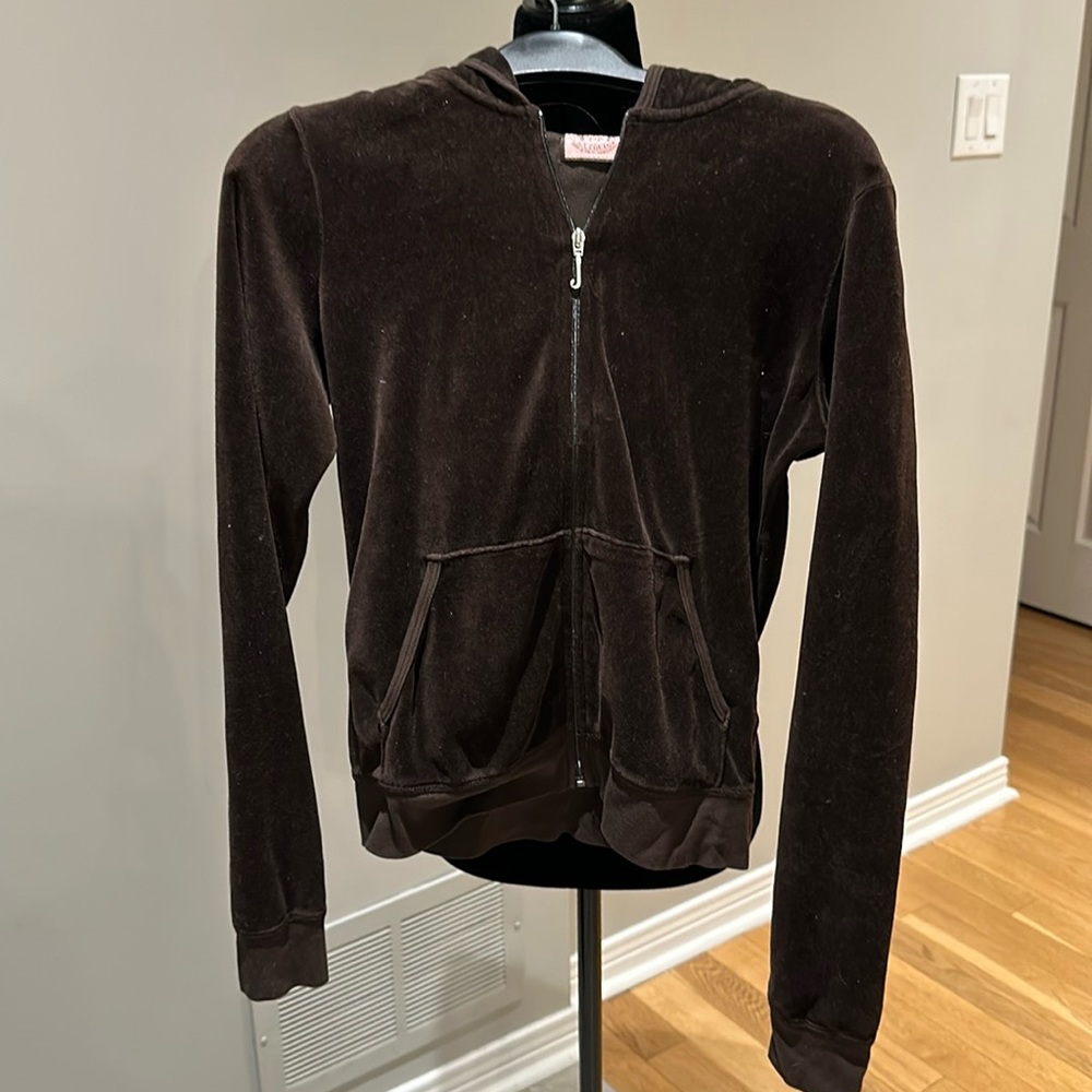 Juicy couture brown velvet zipper sweat jacket